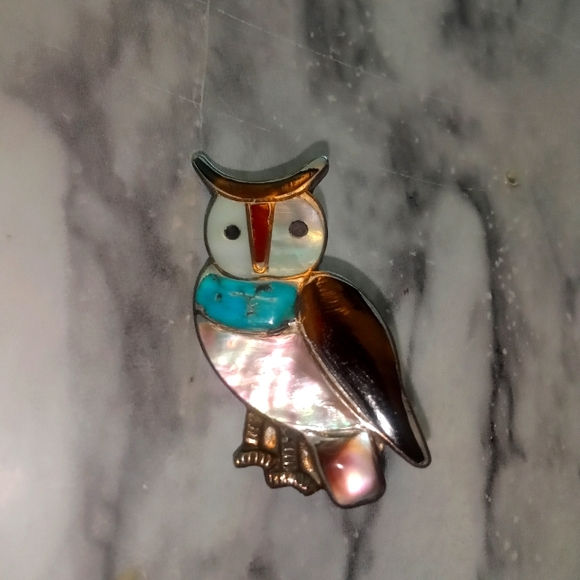 Indian Jewelry - Vintage Indian owl pin